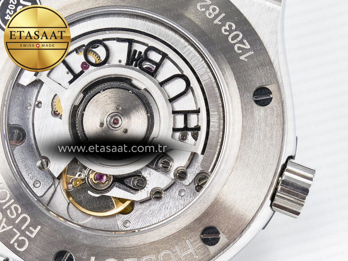 Hublot Classic Fusion 42mm SS JJF 1:1 Best Edition Gray Dial on Black Gummy Leather Strap - Görsel 20