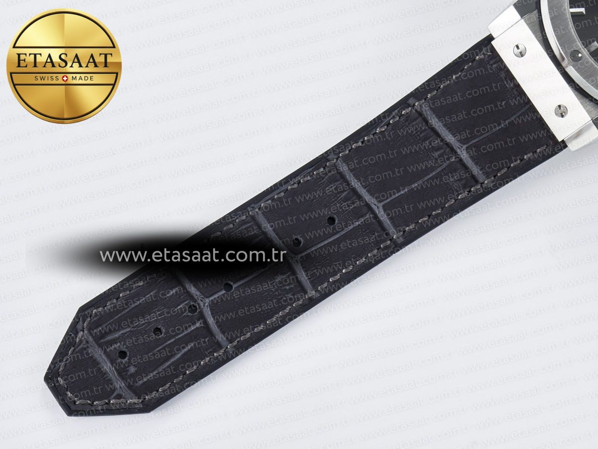 Hublot Classic Fusion 42mm SS JJF 1:1 Best Edition Gray Dial on Black Gummy Leather Strap - Görsel 21