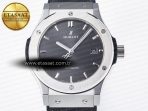 Hublot Classic Fusion 42mm SS JJF 1:1 Best Edition Gray Dial on Black Gummy Leather Strap - Görsel 4