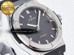 Hublot Classic Fusion 42mm SS JJF 1:1 Best Edition Gray Dial on Black Gummy Leather Strap - Görsel 5
