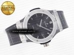 Hublot Classic Fusion 42mm SS JJF 1:1 Best Edition Gray Dial on Black Gummy Leather Strap - Görsel 8