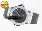 Hublot Classic Fusion 42mm SS JJF 1:1 Best Edition Gray Dial on Black Gummy Leather Strap - Görsel 9