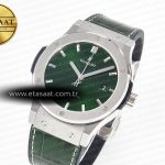 Hublot Classic Fusion 42mm SS JJF 1:1 Best Edition Green Dial on Green Gummy Leather Strap