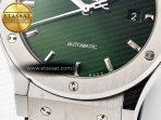 Hublot Classic Fusion 42mm SS JJF 1:1 Best Edition Green Dial on Green Gummy Leather Strap - Görsel 13