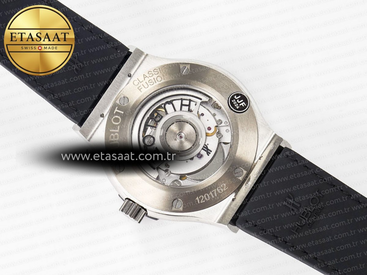 Hublot Classic Fusion 42mm SS JJF 1:1 Best Edition Green Dial on Green Gummy Leather Strap - Görsel 17