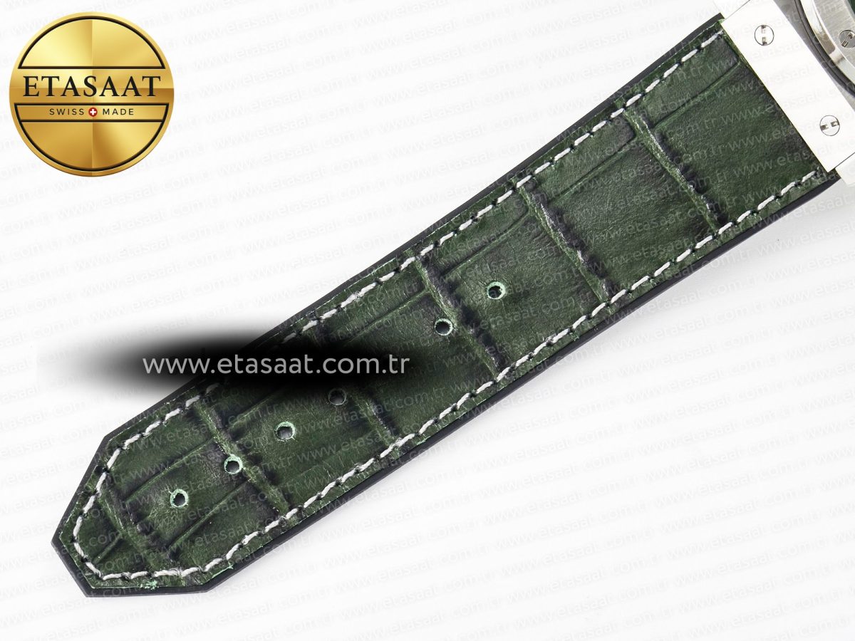 Hublot Classic Fusion 42mm SS JJF 1:1 Best Edition Green Dial on Green Gummy Leather Strap - Görsel 21