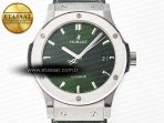 Hublot Classic Fusion 42mm SS JJF 1:1 Best Edition Green Dial on Green Gummy Leather Strap - Görsel 4