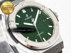 Hublot Classic Fusion 42mm SS JJF 1:1 Best Edition Green Dial on Green Gummy Leather Strap - Görsel 5