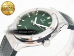 Hublot Classic Fusion 42mm SS JJF 1:1 Best Edition Green Dial on Green Gummy Leather Strap - Görsel 6
