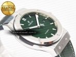 Hublot Classic Fusion 42mm SS JJF 1:1 Best Edition Green Dial on Green Gummy Leather Strap - Görsel 7