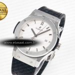 Hublot Classic Fusion 42mm SS JJF 1:1 Best Edition White Dial on Black Gummy Leather Strap