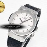 Hublot Classic Fusion 42mm SS JJF 1:1 Best Edition White Dial on Black Gummy Leather Strap
