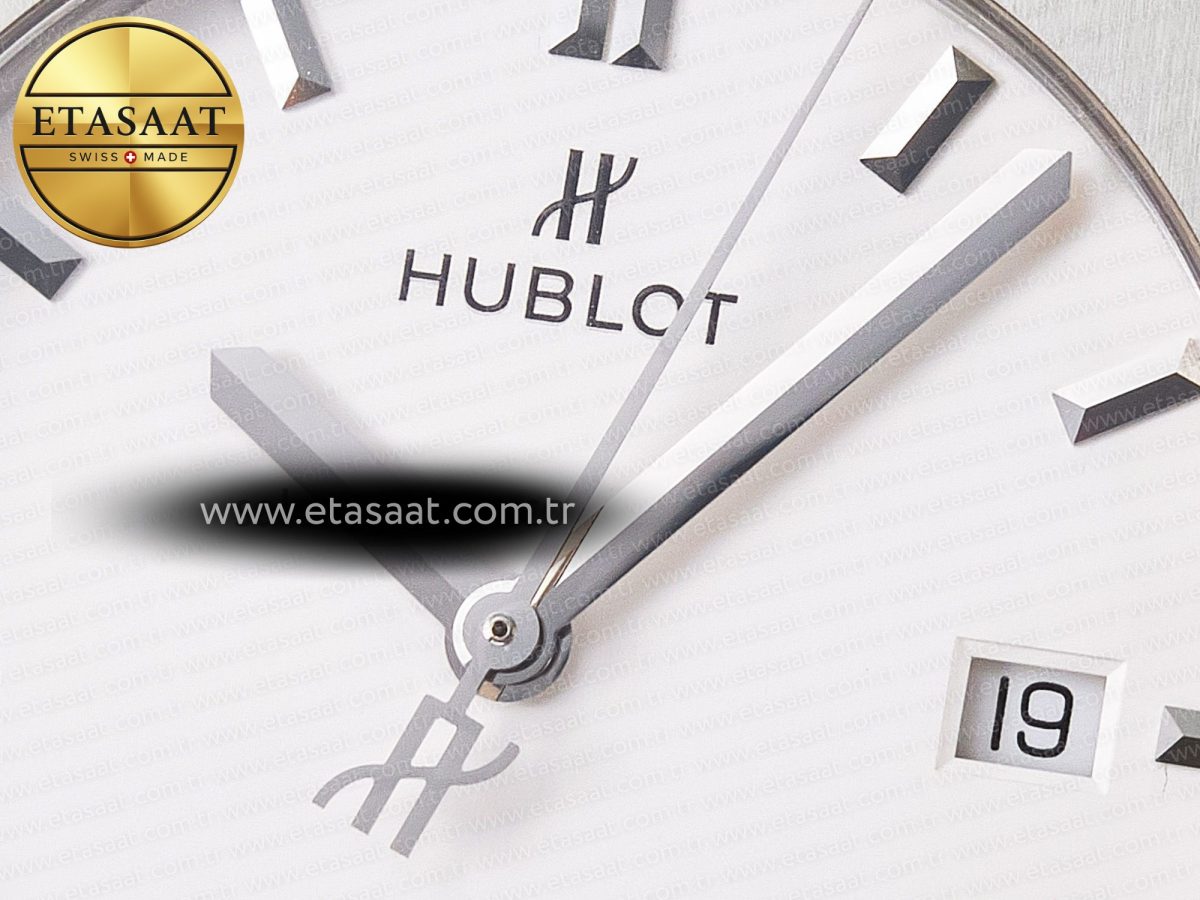 Hublot Classic Fusion 42mm SS JJF 1:1 Best Edition White Dial on Black Gummy Leather Strap - Görsel 11