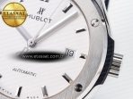 Hublot Classic Fusion 42mm SS JJF 1:1 Best Edition White Dial on Black Gummy Leather Strap - Görsel 12
