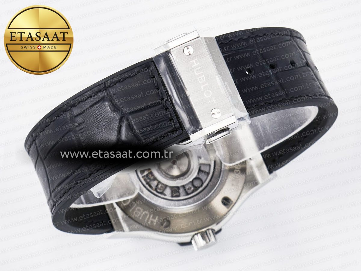 Hublot Classic Fusion 42mm SS JJF 1:1 Best Edition White Dial on Black Gummy Leather Strap - Görsel 16