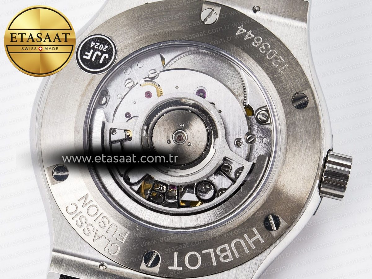 Hublot Classic Fusion 42mm SS JJF 1:1 Best Edition White Dial on Black Gummy Leather Strap - Görsel 18