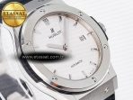 Hublot Classic Fusion 42mm SS JJF 1:1 Best Edition White Dial on Black Gummy Leather Strap - Görsel 5