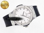 Hublot Classic Fusion 42mm SS JJF 1:1 Best Edition White Dial on Black Gummy Leather Strap - Görsel 8