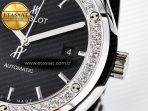 Hublot Classic Fusion Bang 42mm HBF 1:1 Best Edition Black Dial Diamonds Bezel on Black Leather Strap A2892 - Görsel 11