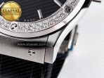 Hublot Classic Fusion Bang 42mm HBF 1:1 Best Edition Black Dial Diamonds Bezel on Black Leather Strap A2892 - Görsel 13