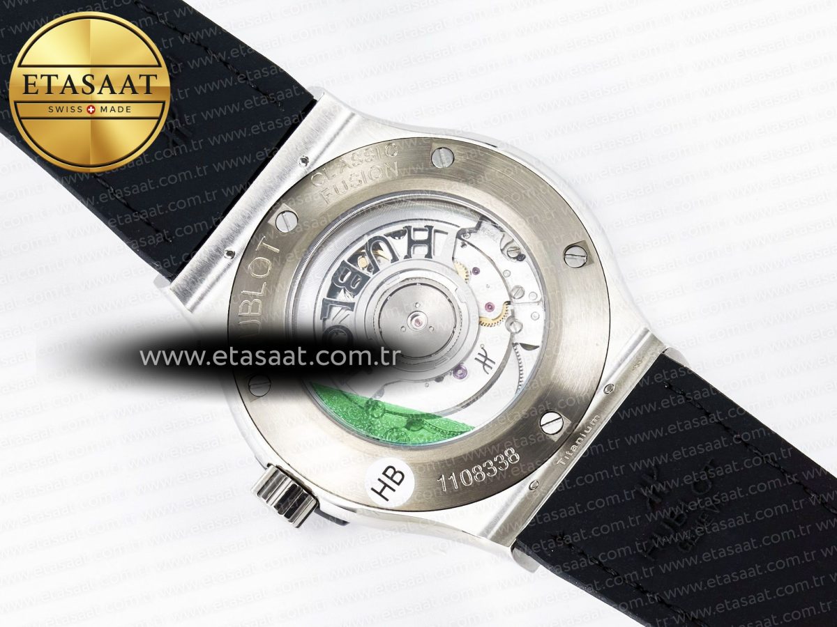 Hublot Classic Fusion Bang 42mm HBF 1:1 Best Edition Black Dial Diamonds Bezel on Black Leather Strap A2892 - Görsel 17