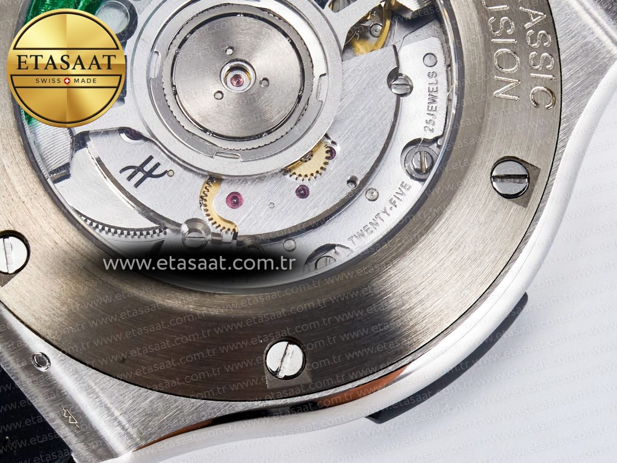 Hublot Classic Fusion Bang 42mm HBF 1:1 Best Edition Black Dial Diamonds Bezel on Black Leather Strap A2892 - Görsel 19