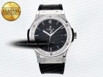 Hublot Classic Fusion Bang 42mm HBF 1:1 Best Edition Black Dial Diamonds Bezel on Black Leather Strap A2892 - Görsel 3