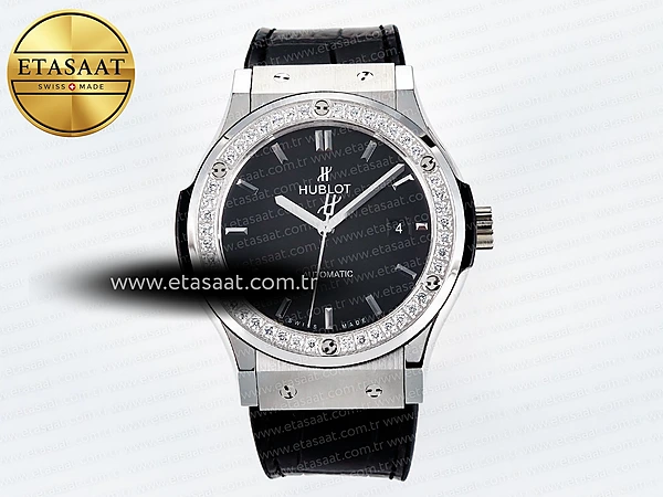Hublot Classic Fusion Bang 42mm HBF Siyah Kadran A2892 Eta Saat - 1:1 Süper Klon Replika Saat