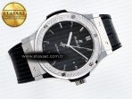 Hublot Classic Fusion Bang 42mm HBF 1:1 Best Edition Black Dial Diamonds Bezel on Black Leather Strap A2892 - Görsel 8