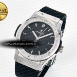 Hublot Classic Fusion Bang 42mm HBF 1:1 Best Edition Black Dial Diamonds Bezel on Black Rubber Strap A2892