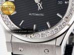 Hublot Classic Fusion Bang 42mm HBF 1:1 Best Edition Black Dial Diamonds Bezel on Black Rubber Strap A2892 - Görsel 12