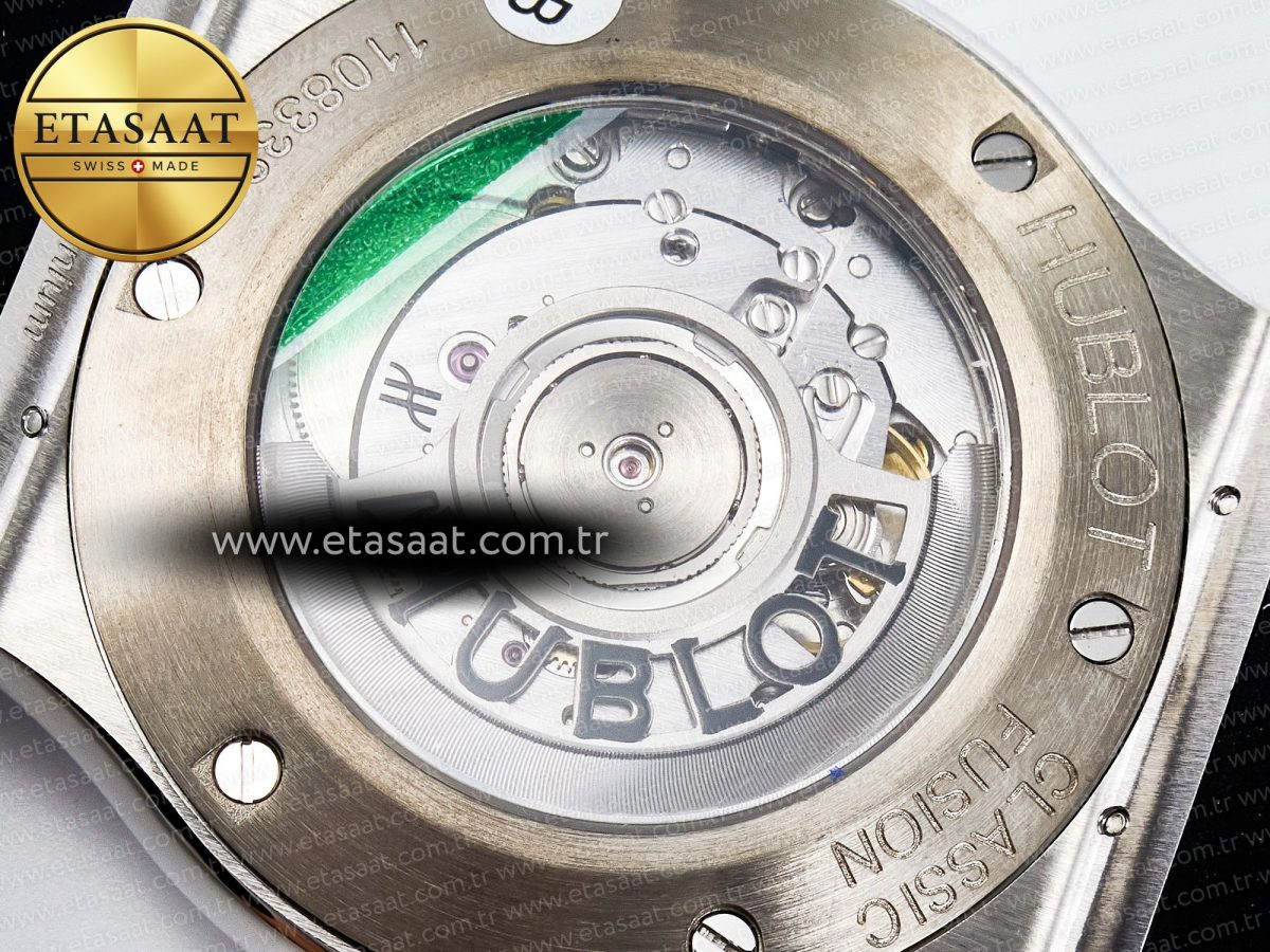 Hublot Classic Fusion Bang 42mm HBF 1:1 Best Edition Black Dial Diamonds Bezel on Black Rubber Strap A2892 - Görsel 18