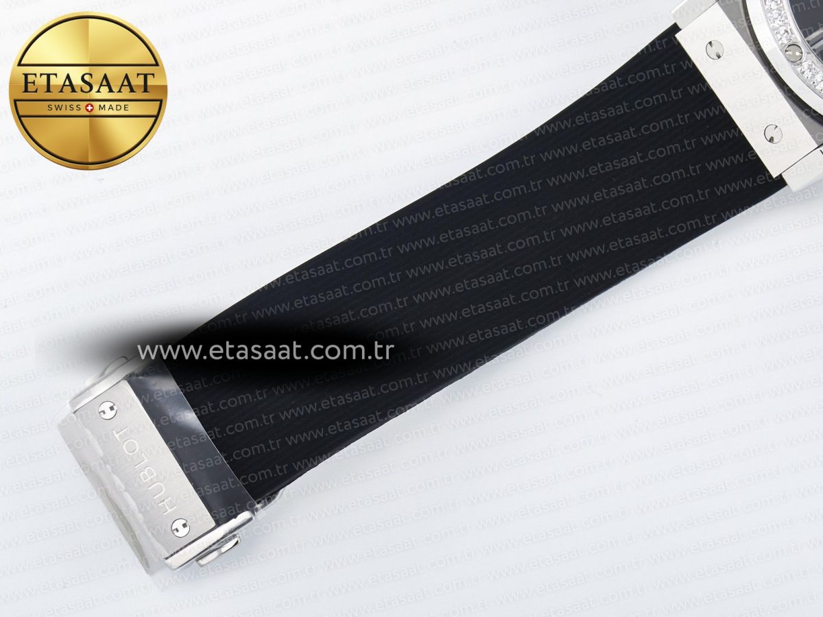 Hublot Classic Fusion Bang 42mm HBF 1:1 Best Edition Black Dial Diamonds Bezel on Black Rubber Strap A2892 - Görsel 22