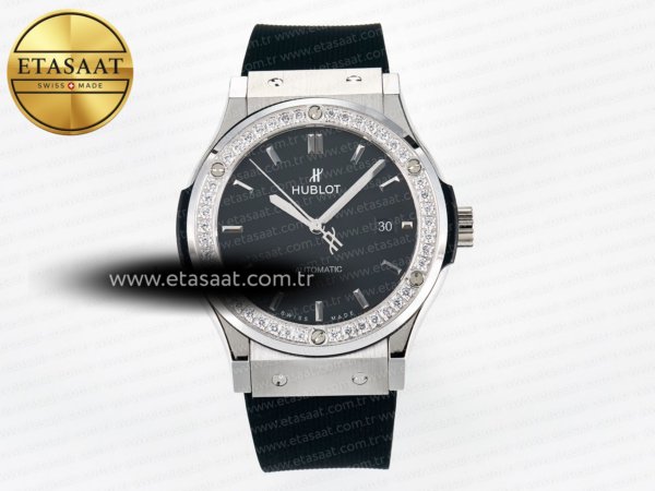 Hublot Classic Fusion Bang 42mm HBF Siyah Kadran A2892 V2 Eta Saat - 1:1 Süper Klon Replika Saat