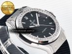 Hublot Classic Fusion Bang 42mm HBF 1:1 Best Edition Black Dial Diamonds Bezel on Black Rubber Strap A2892 - Görsel 7