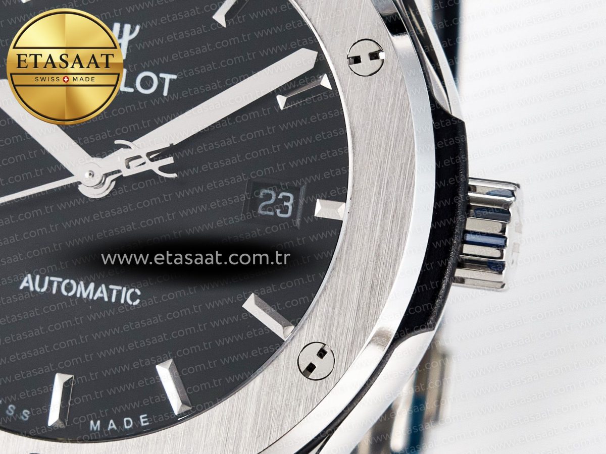Hublot Classic Fusion Bang 42mm HBF 1:1 Best Edition Black Dial on Black Leather Strap A2892 - Görsel 11