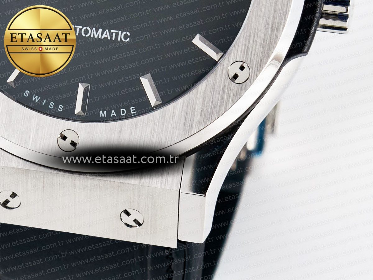 Hublot Classic Fusion Bang 42mm HBF 1:1 Best Edition Black Dial on Black Leather Strap A2892 - Görsel 13