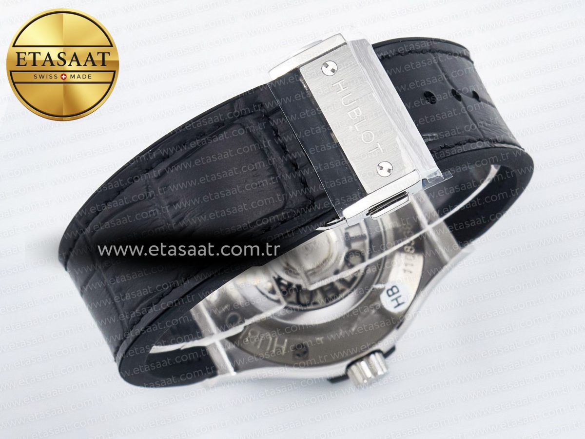 Hublot Classic Fusion Bang 42mm HBF 1:1 Best Edition Black Dial on Black Leather Strap A2892 - Görsel 16