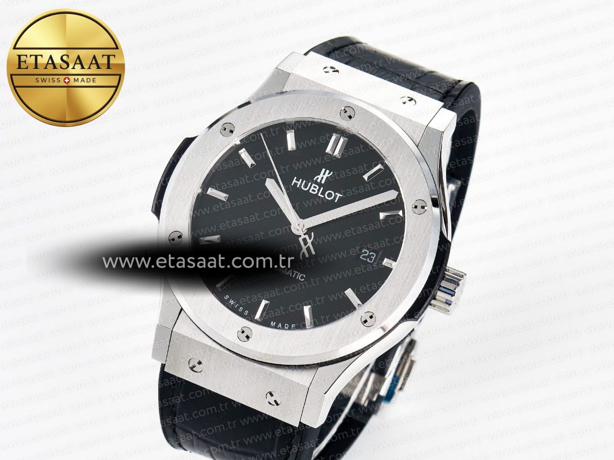 Hublot Classic Fusion Bang 42mm HBF 1:1 Best Edition Black Dial on Black Leather Strap A2892 - Görsel 2