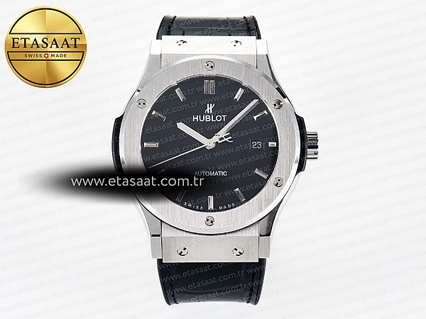Hublot Classic Fusion Bang 42mm HBF Siyah Kadran A2892 11 Eta Saat - 1:1 Süper Klon Replika Saat