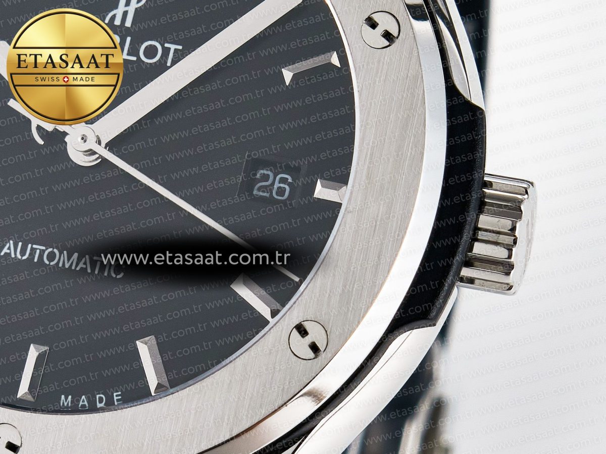 Hublot Classic Fusion Bang 42mm HBF 1:1 Best Edition Black Dial on Black Rubber Strap A2892 - Görsel 11