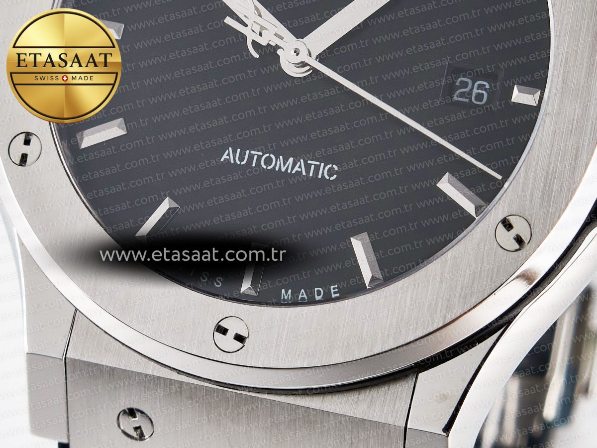 Hublot Classic Fusion Bang 42mm HBF 1:1 Best Edition Black Dial on Black Rubber Strap A2892 - Görsel 12