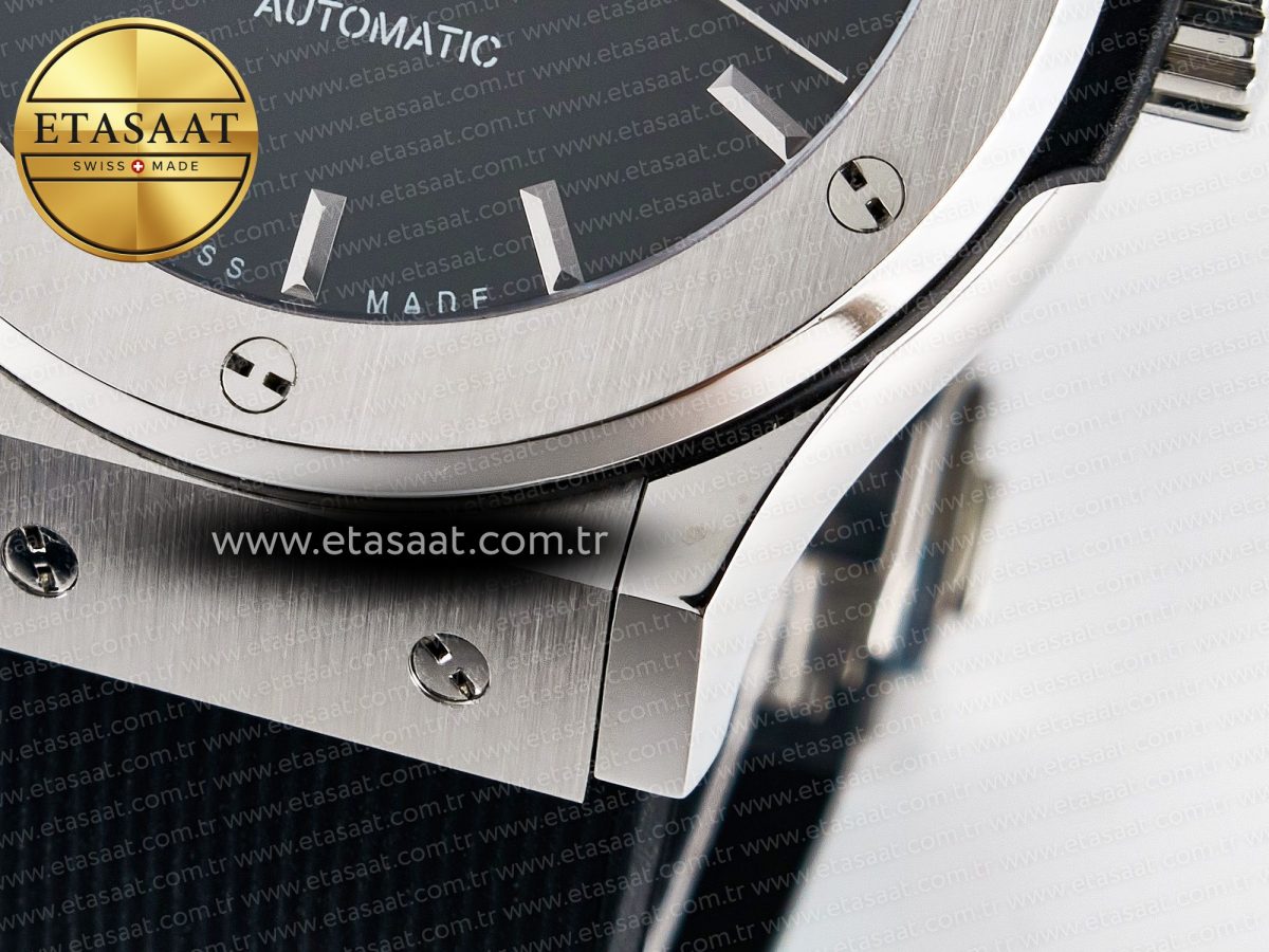 Hublot Classic Fusion Bang 42mm HBF 1:1 Best Edition Black Dial on Black Rubber Strap A2892 - Görsel 13