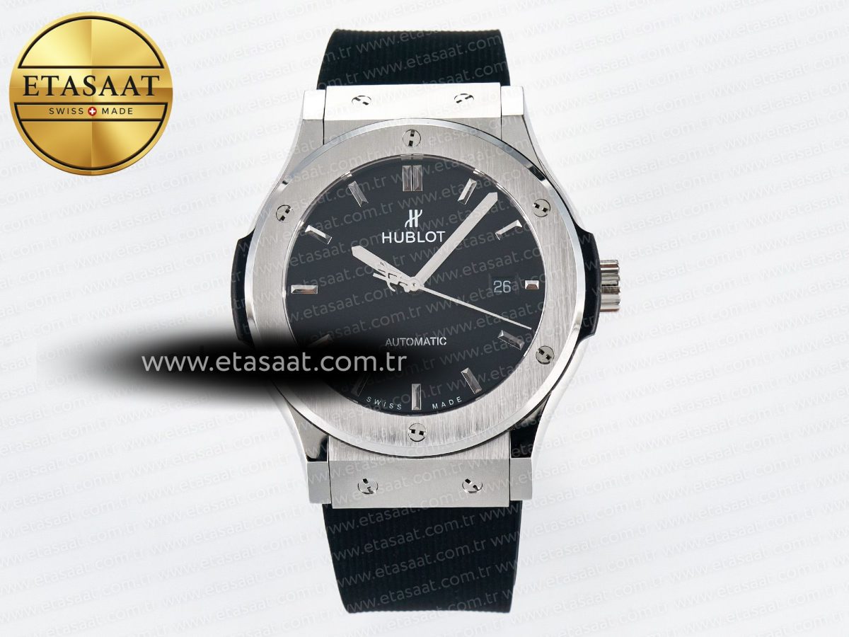 Hublot Classic Fusion Bang 42mm HBF 1:1 Best Edition Black Dial on Black Rubber Strap A2892 - Görsel 3