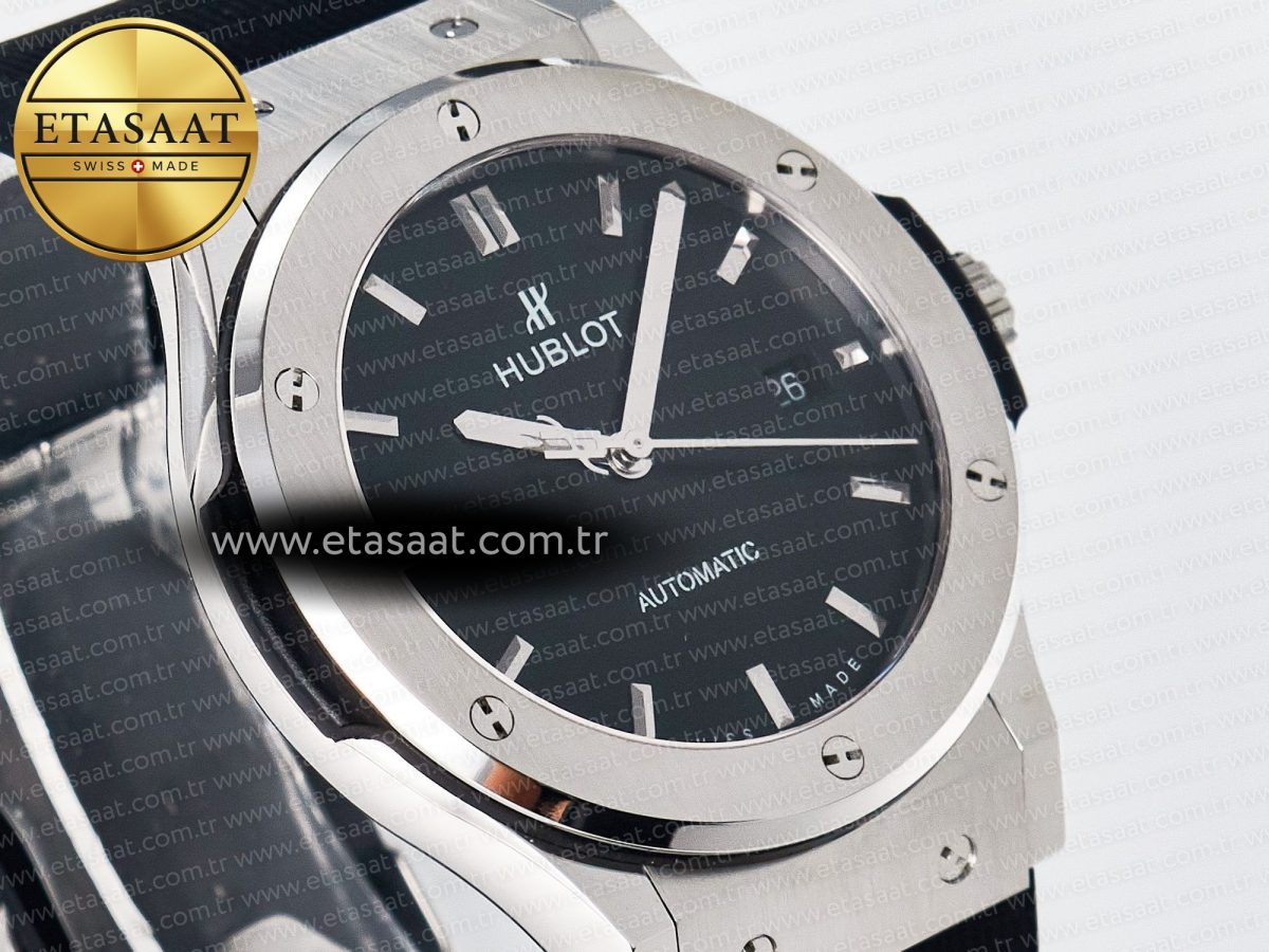 Hublot Classic Fusion Bang 42mm HBF 1:1 Best Edition Black Dial on Black Rubber Strap A2892 - Görsel 5