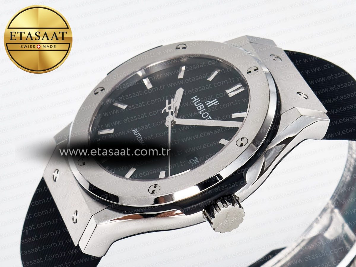 Hublot Classic Fusion Bang 42mm HBF 1:1 Best Edition Black Dial on Black Rubber Strap A2892 - Görsel 6