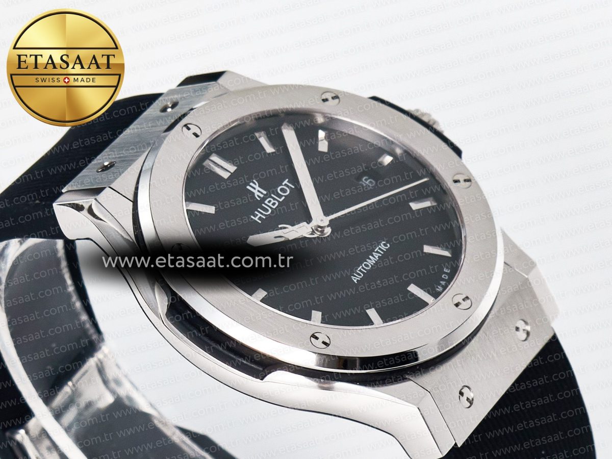 Hublot Classic Fusion Bang 42mm HBF 1:1 Best Edition Black Dial on Black Rubber Strap A2892 - Görsel 7