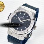 Hublot Classic Fusion Bang 42mm HBF 1:1 Best Edition Blue Dial Diamonds Bezel on Blue Leather Strap A2892