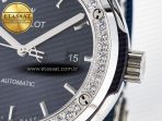 Hublot Classic Fusion Bang 42mm HBF 1:1 Best Edition Blue Dial Diamonds Bezel on Blue Leather Strap A2892 - Görsel 11