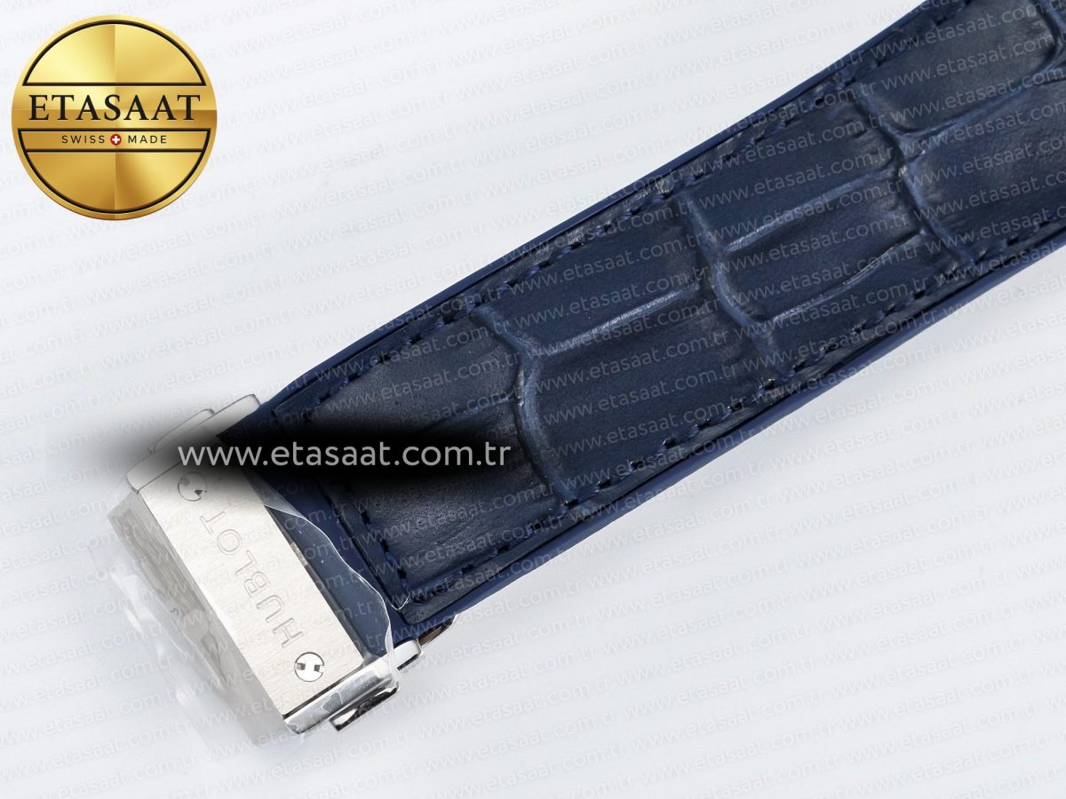 Hublot Classic Fusion Bang 42mm HBF 1:1 Best Edition Blue Dial Diamonds Bezel on Blue Leather Strap A2892 - Görsel 24